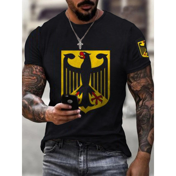 Men's Sports Round Neck Slim Youth Printed T-shirt