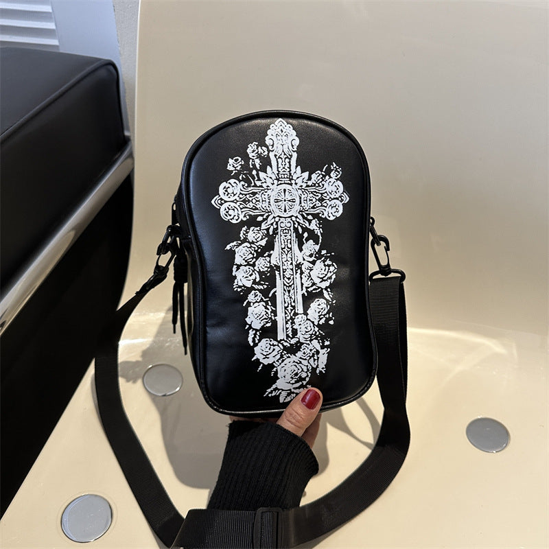 Halloween Crossbody Phone Bag – Cartoon Pumpkin, Ghost, and Bat Print Mini Shoulder Bag for Girls and Women