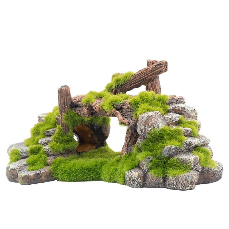 Flocked Resin Landscape Stone Aquarium Decor