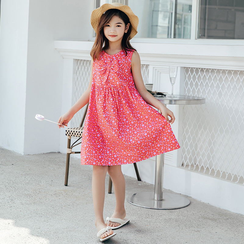 Girls' Fashionable Simple Cotton Print Skirt