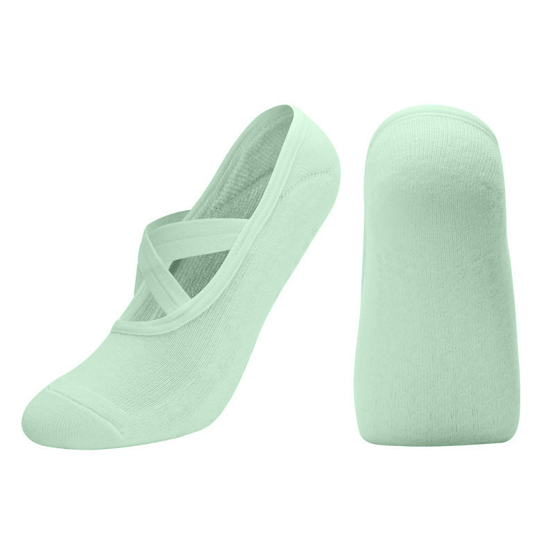 Non-slip Glue Women's Antibacterial Cotton Cross Strap Yoga Socks