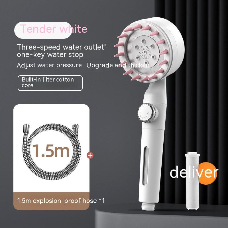 Skin Beautifying Handheld Shower with Filter Booster – Red Spray Nozzle