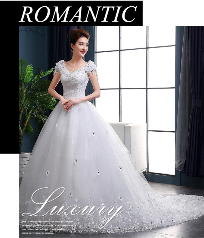 Elegant Mulberry Silk Long Tail Wedding Dress for Brides