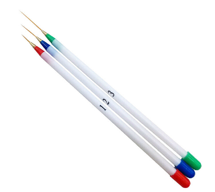 Manicure 3 Pieces Set Line Drawing Pen Paintable Flower Hook Drawing Line Nail Brush Tools