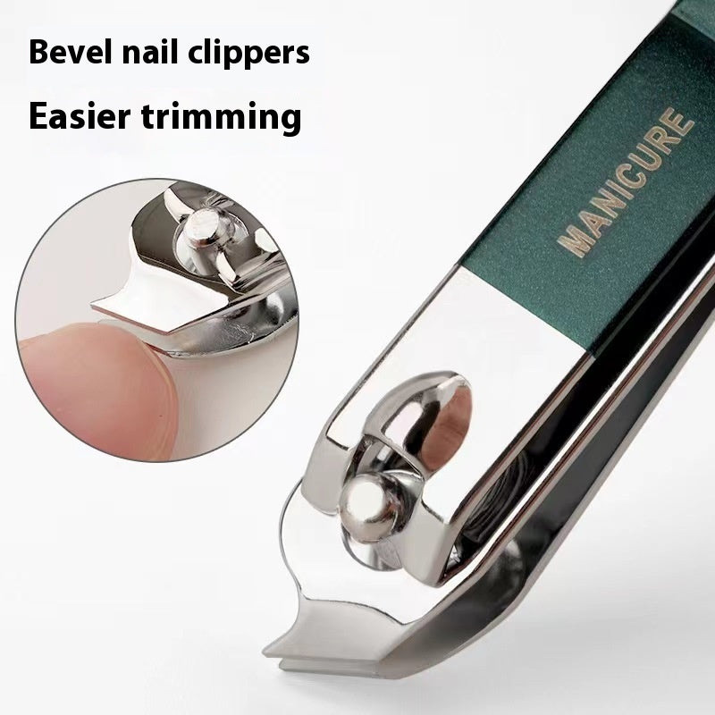 Dark Green Nail Clippers Four-piece Anti-splash Nail Scissors