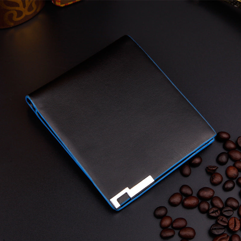 Unisex PU Leather Short Wallet With Fine Lines Pattern