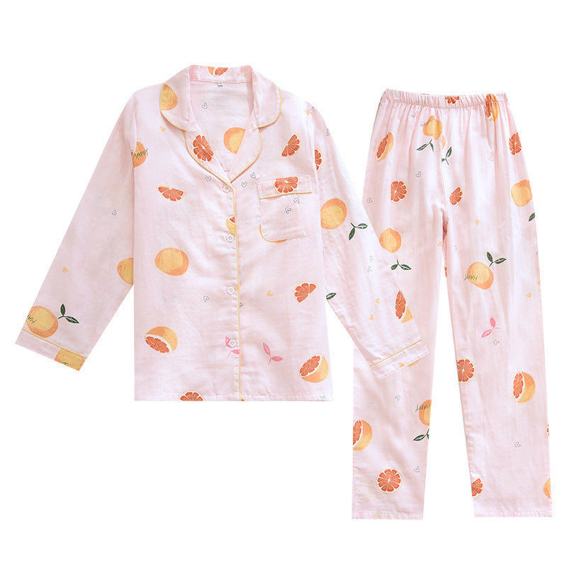 Women's Fashion Print Long Sleeve Cotton Yarn Loungewear Set