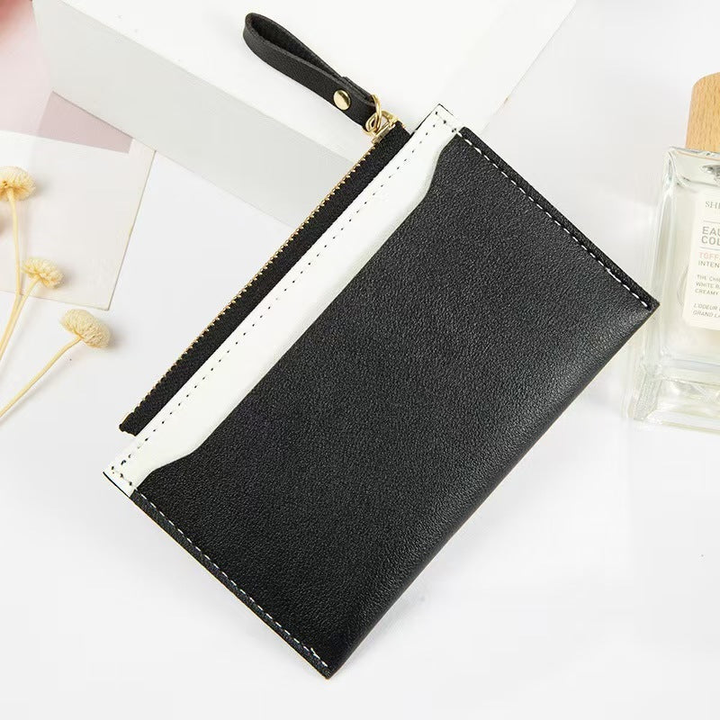 Women's Slim PU Leather Zipper Coin Purse Solid Color