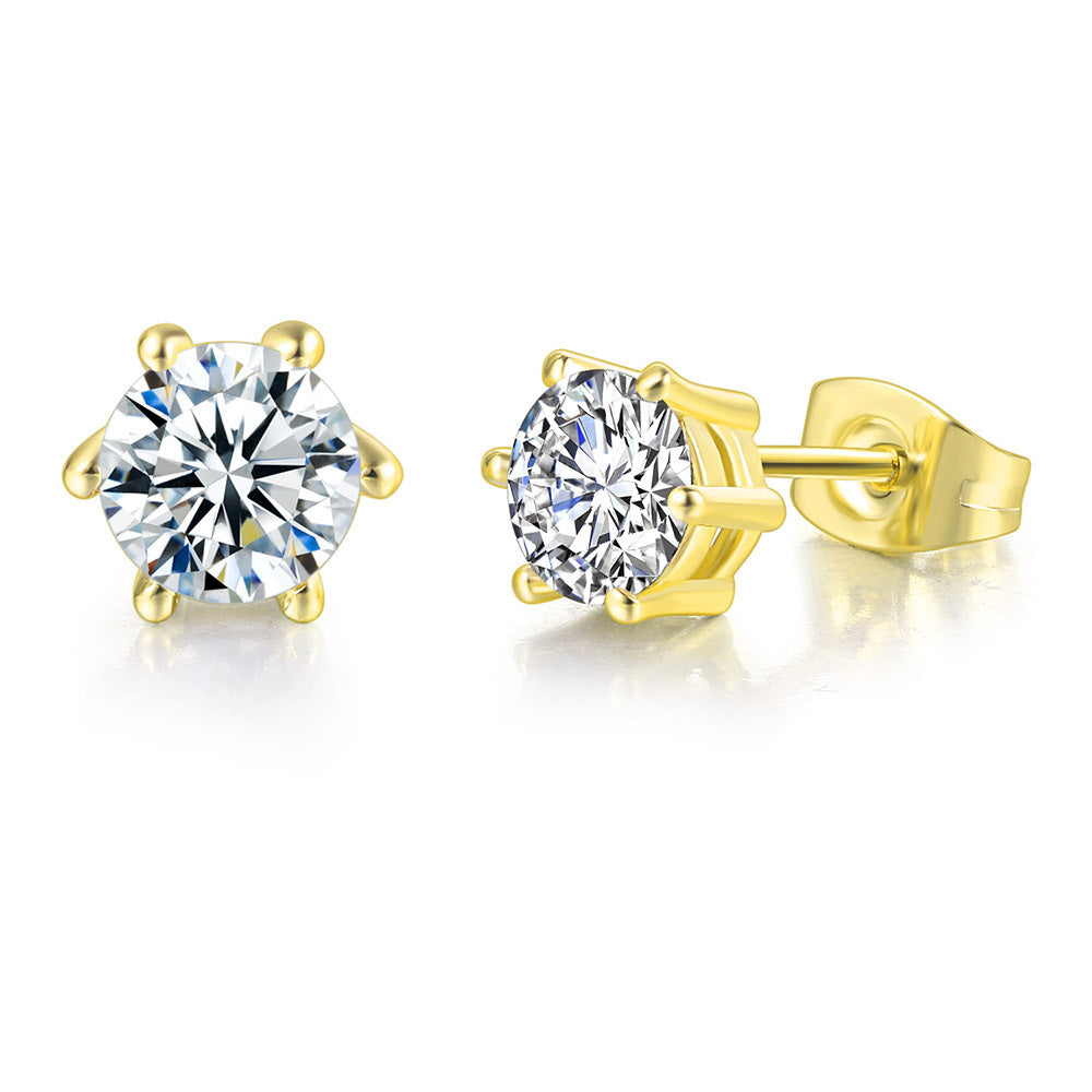 Classic Hot Selling Product Geometric Zircon Stud Earrings Fashion All-match Single Diamond