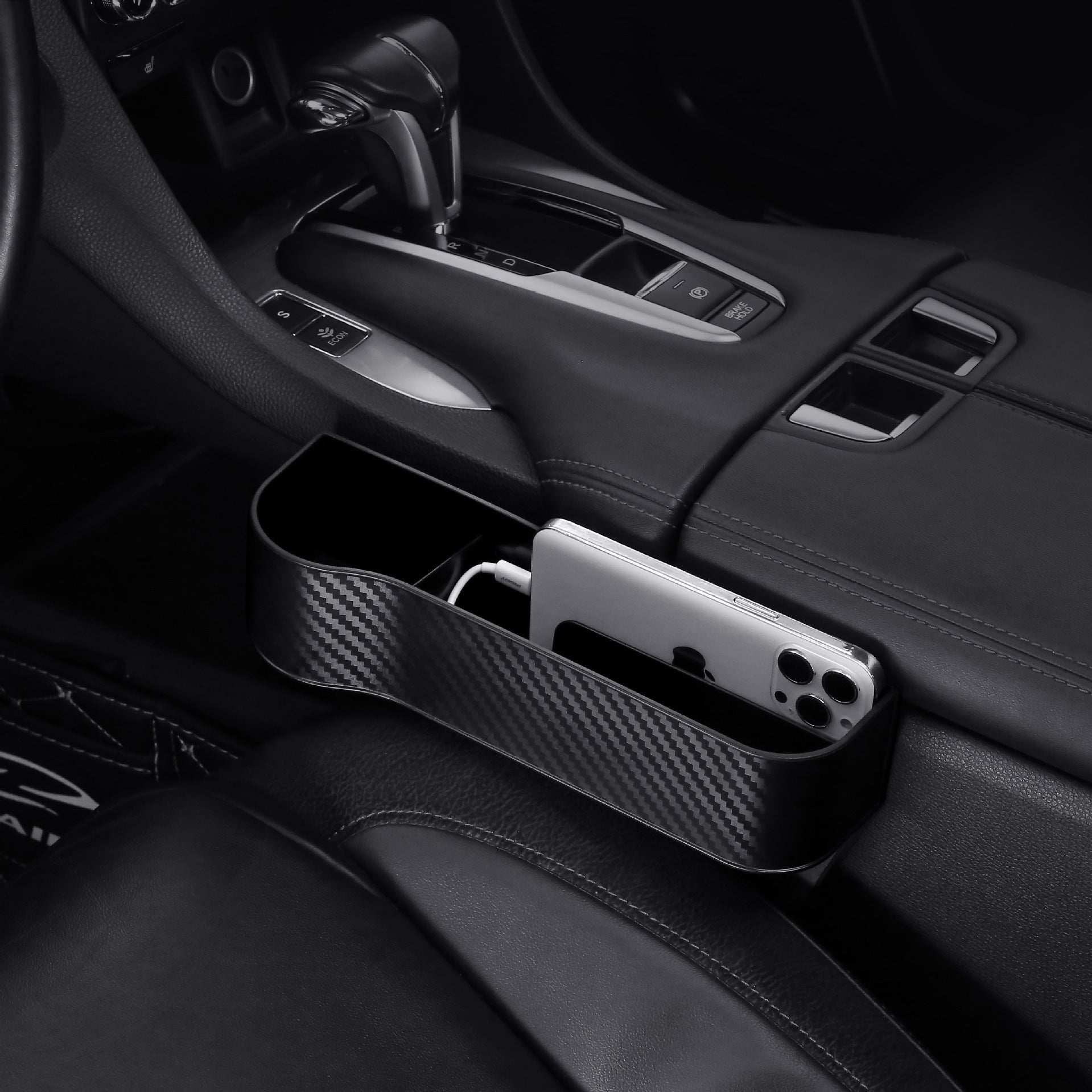 Car Seat Gap Organizer – PU Storage Box for Wallet, Phone, Coins, Keys & Cards