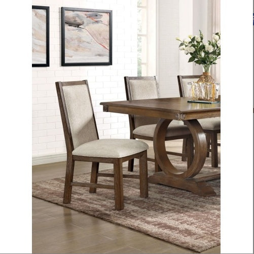 2 Oak Solid Wood Beige Fabric Restaurant Furniture Chairs