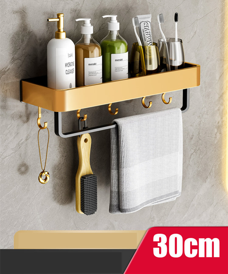 Perforated Bathroom Towel Storage Rack – Wall-Mounted, Drilled Installation