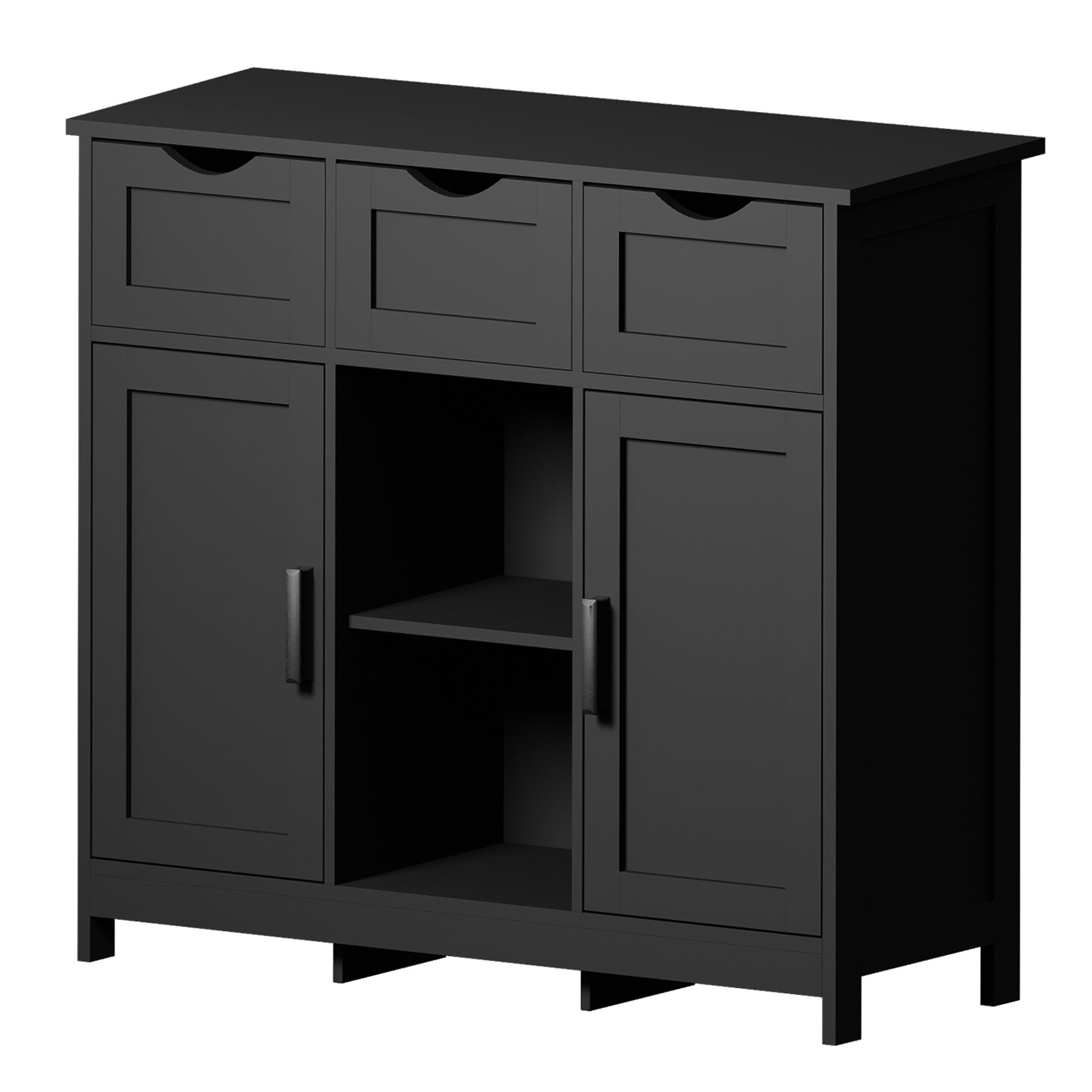 Wooden Floor Storage Cabinet with Drawers and Shelves