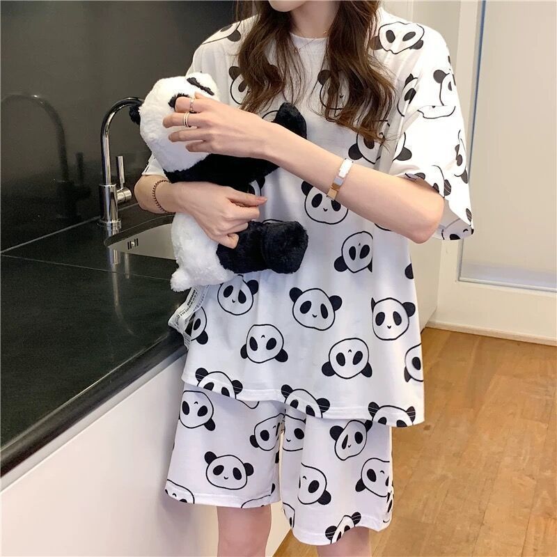 Unisex Milk Silk Summer Pajama Set Loose Relaxed Fit
