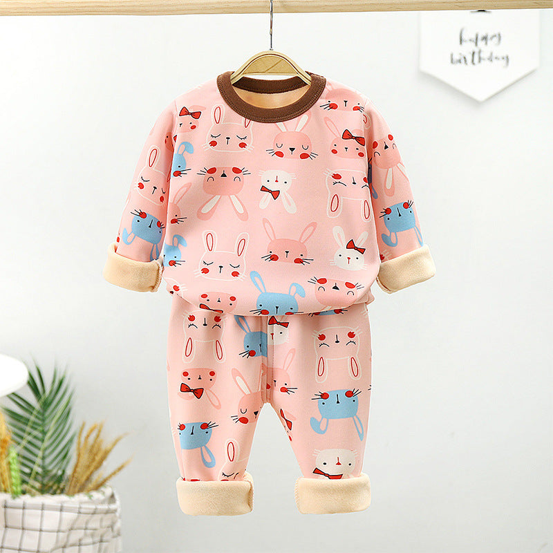 Baby Thickened Warm Autumn Clothes Long Trousers Children's Home Set