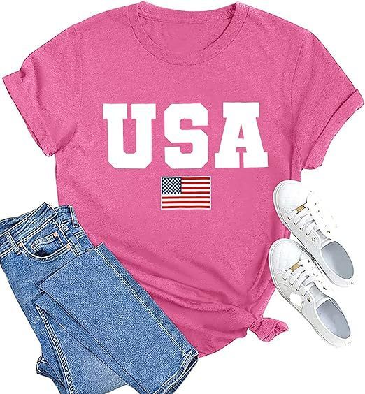 3D Digital Printing American Flag Women T-shirt