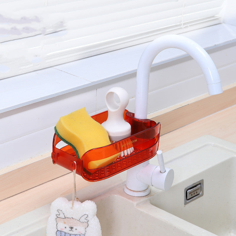 Installation-Free Snap-On Faucet Sink Rack – Kitchen & Bathroom Organizer