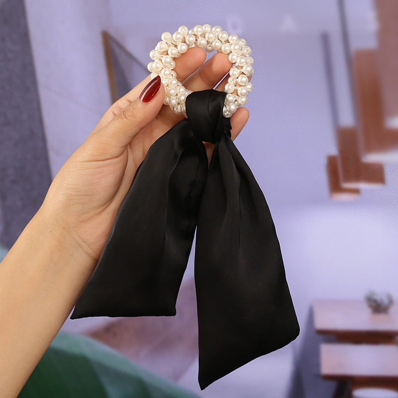 Pearl Streamer, Bowknot, Hair Rope, Retro Headdress, Female Tying Hair, Hair Accessories