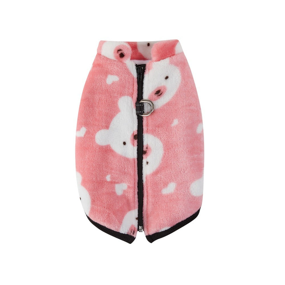 Pet Coat Zipper Flannel Plus Velvet Thickened Vest