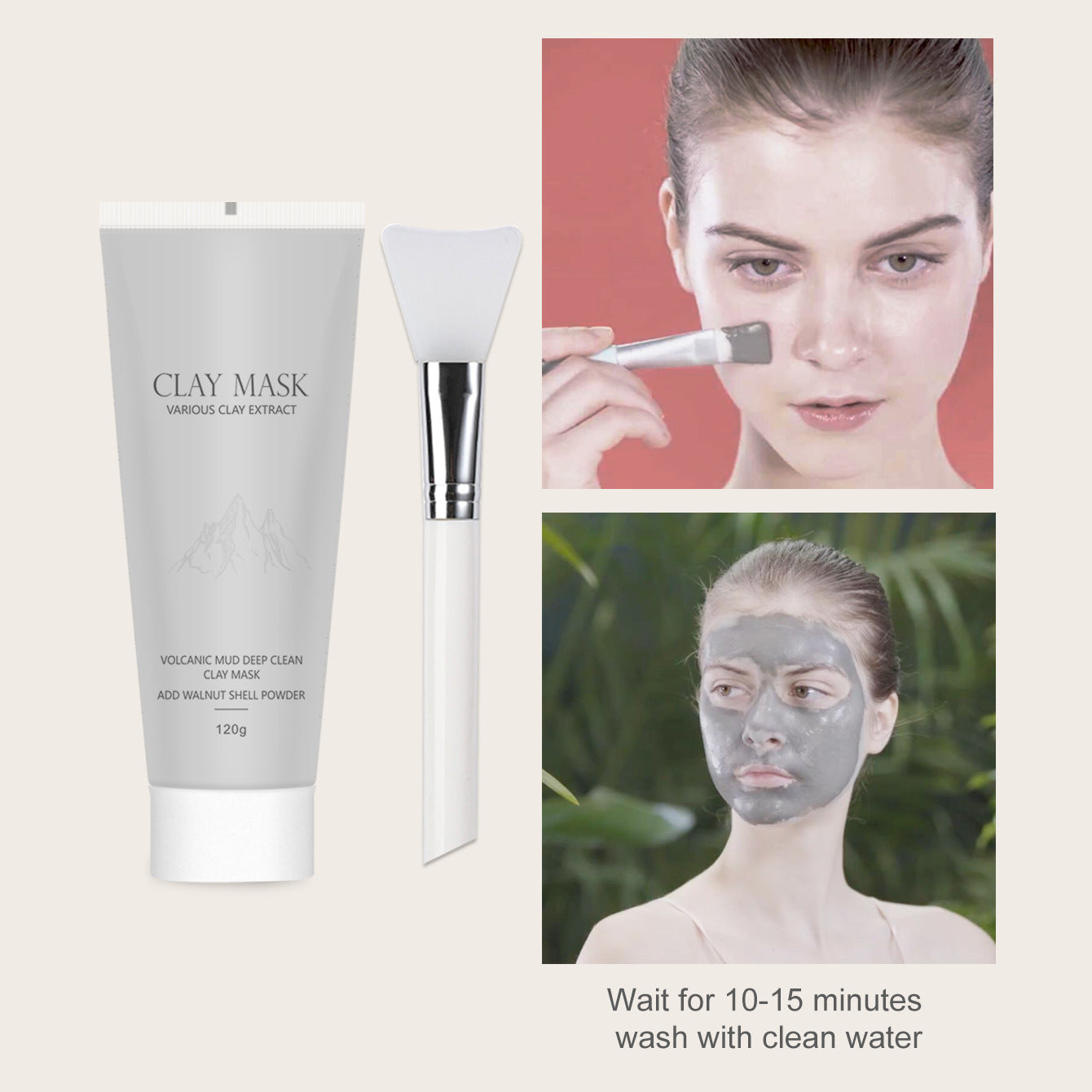 KOEC Foreign Trade English Version Volcanic Mud Mask Moisturizing Coating Mask Deep Cleaning Facial Mask With Brush Export