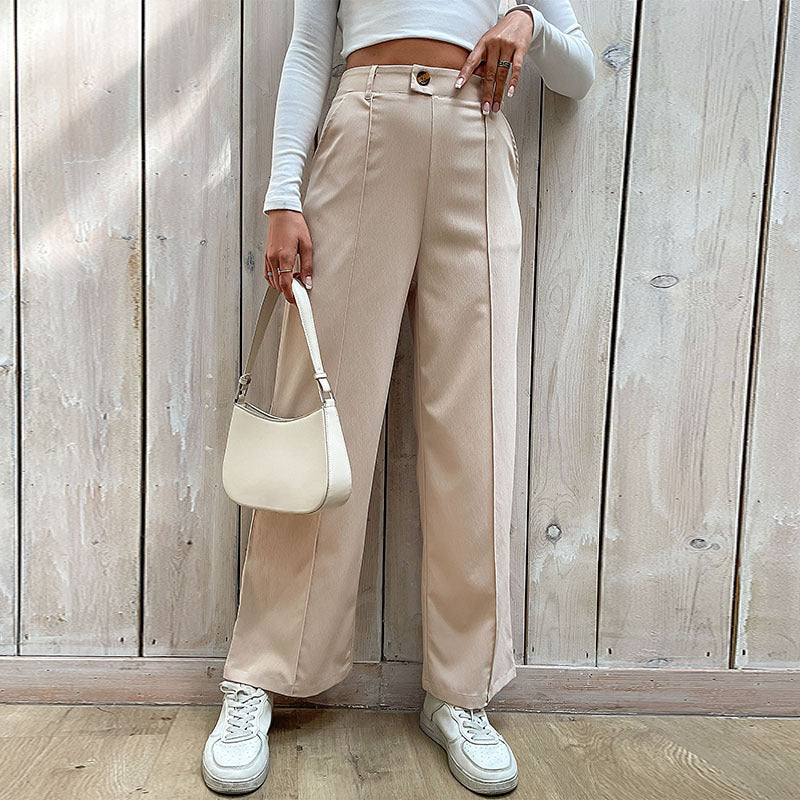 Women's Casual Slacks – Spliced Straight-Leg Pants