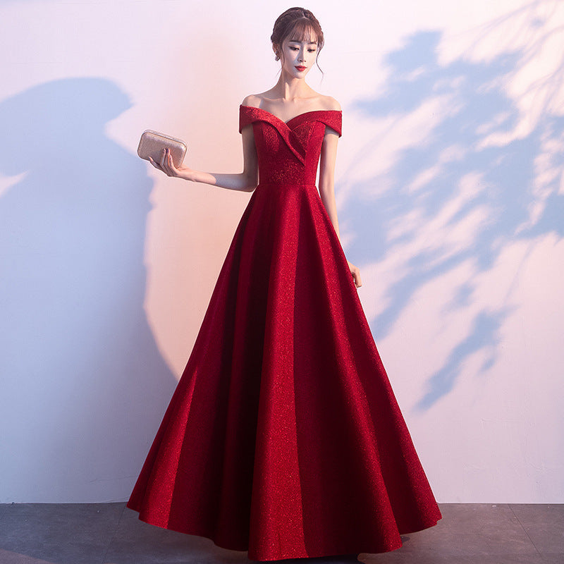 Elegant Red Polyester Evening Dress for Wedding Engagement