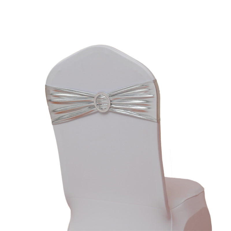 Hotel Banquet Celebration Wedding Universal Elastic Chair Cover Copper Strips Decoration Bowknot Back Flowers