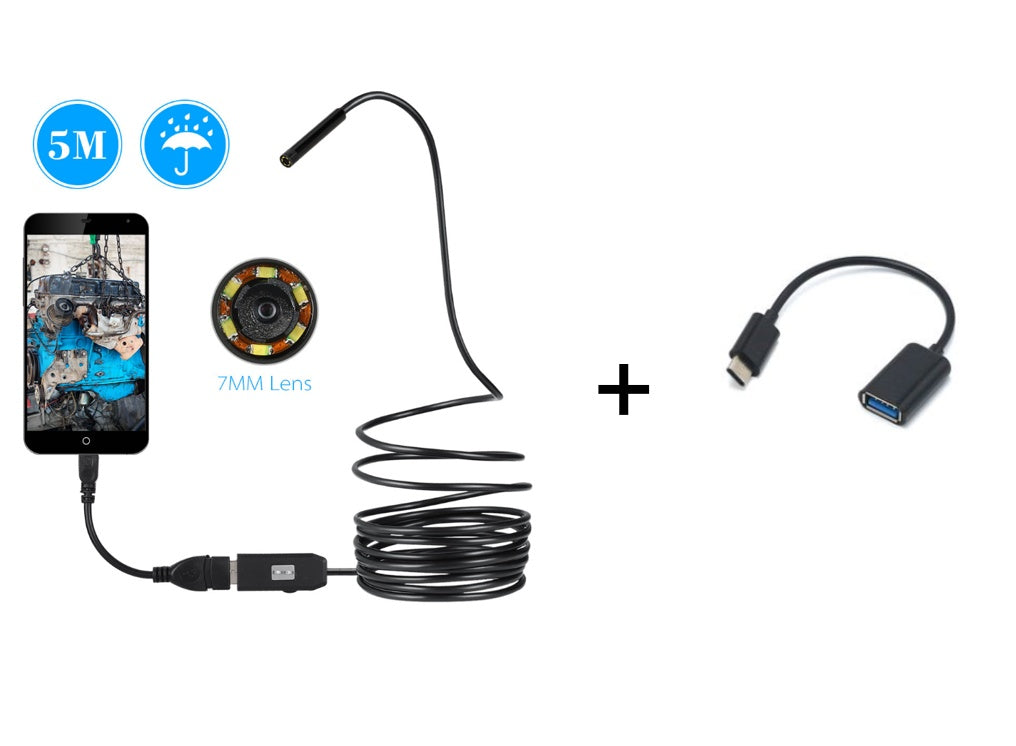 0.3MP 7mm Lens USB Endoscope Camera – Flexible, Waterproof Inspection Tool