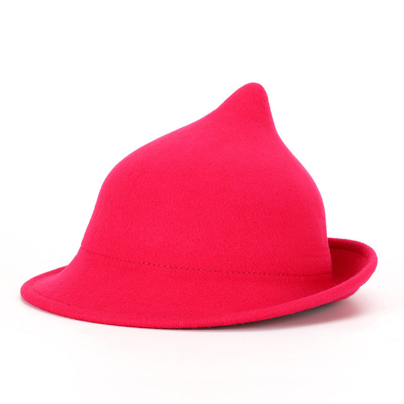 Fashion Personality Curling Wool Witch Hat – Trendy Winter Statement Headwear