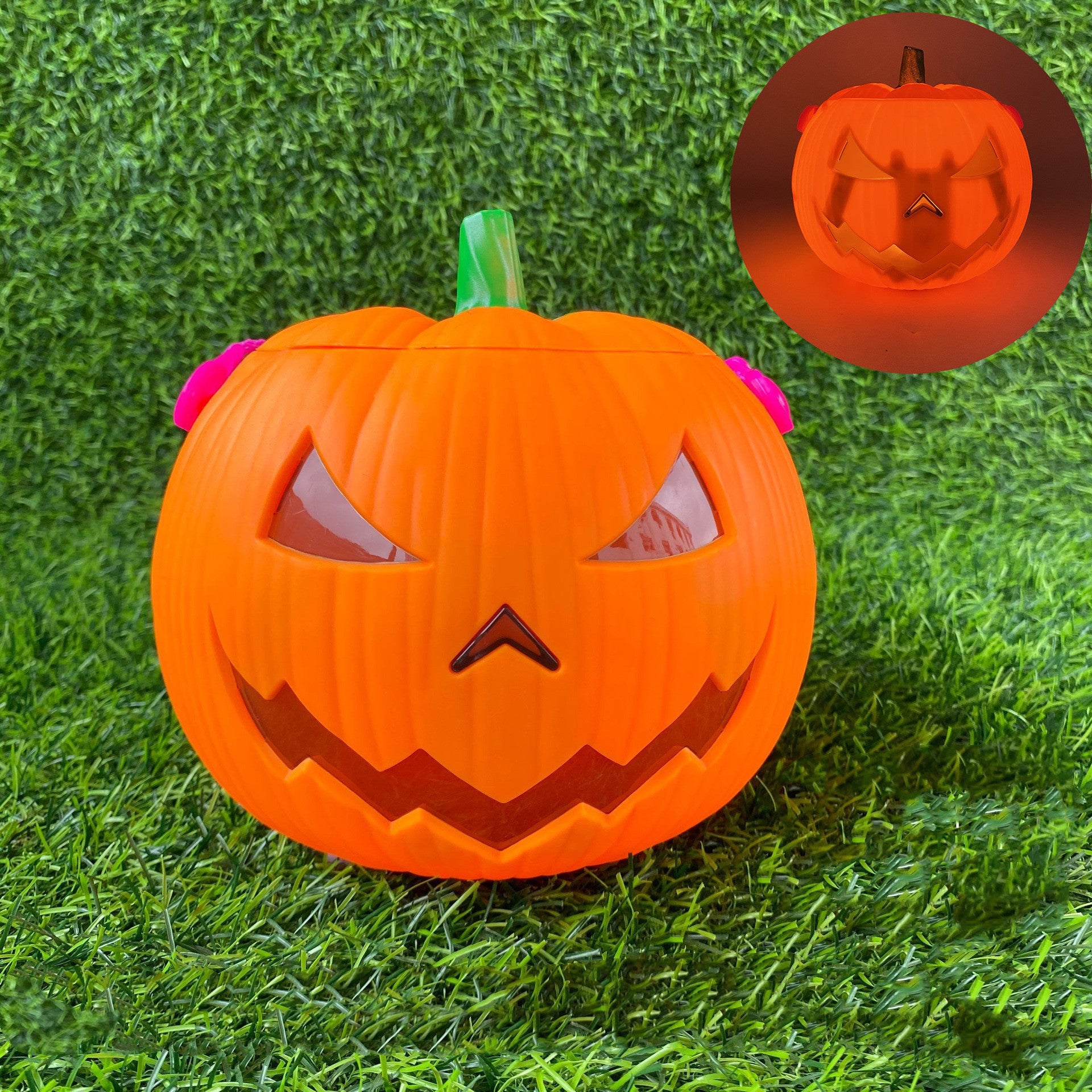 Halloween Pumpkin Lantern – Portable Light-Up Jack-O’-Lantern Decoration for Parties and Trick-or-Treat