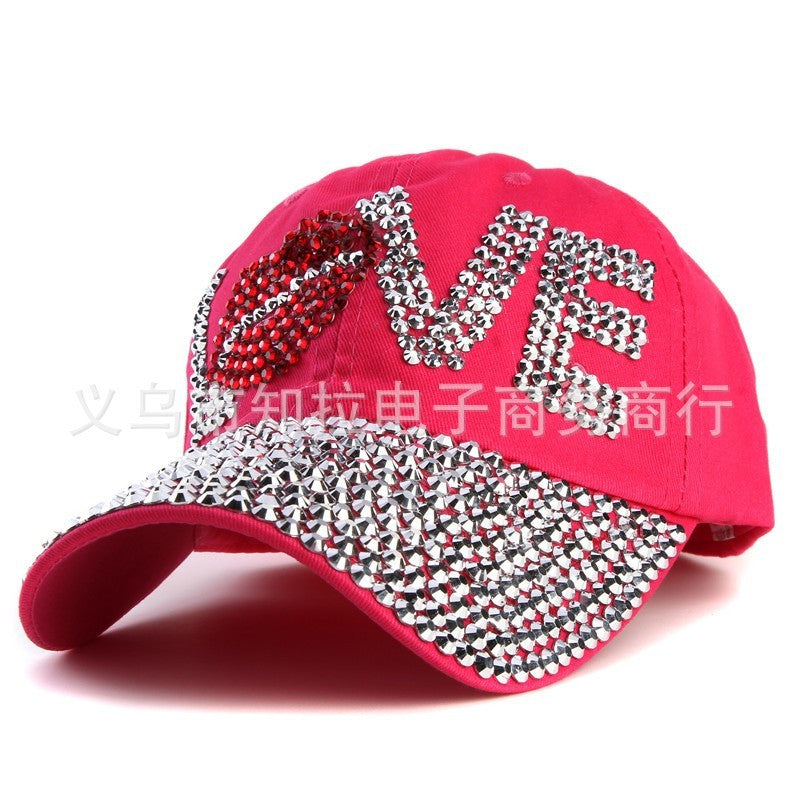Trendy LOVE Diamond Washed Denim Hat Ladies