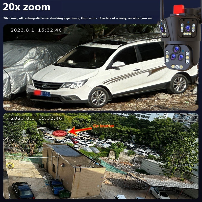 4 Million Pixel Outdoor Security Camera – 3-Screen Surveillance System