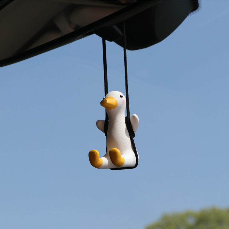 Cute Anime Little Duck Car Pendant, Swinging Rearview Mirror Ornament for Girls, Interior Decoration and Gift