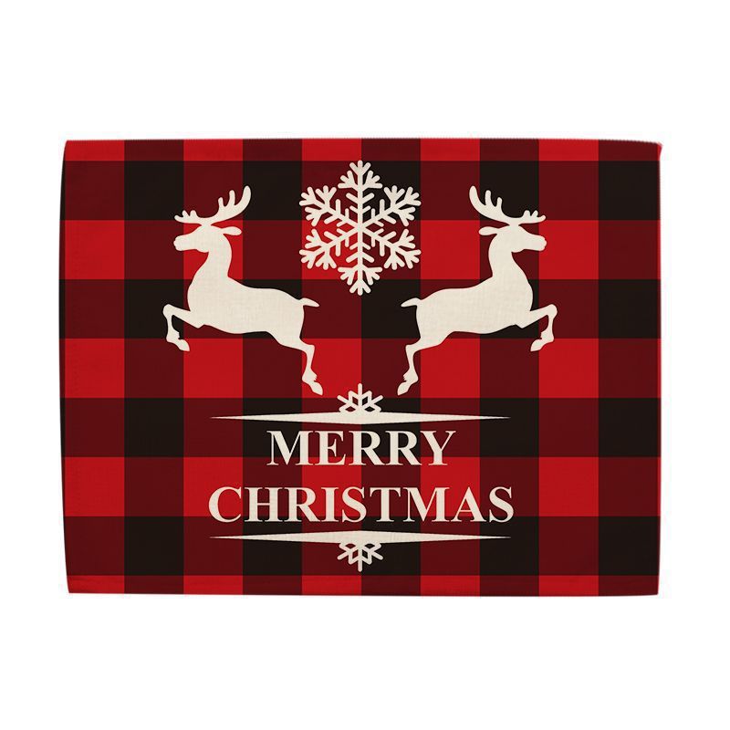 Christmas Series Cotton And Linen Placemat Dining Table Cushion Heat Proof Mat Anti-scald