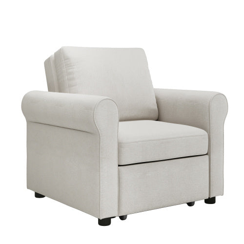 3-in 1 Sofa Bed Chair, Convertible Sleeper Chair Bed,Adjust Backrest Into A Sofa,Lounger Chair,Single Bed,Modern Chair Bed Sleeper For Adults,Cream
