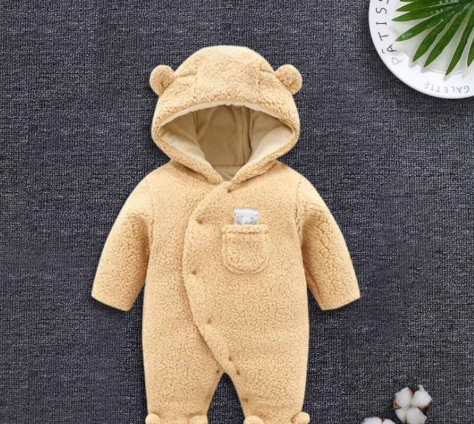 Baby Winter Cotton Padded Romper – Thickened Lamb Newborn Jumpsuit