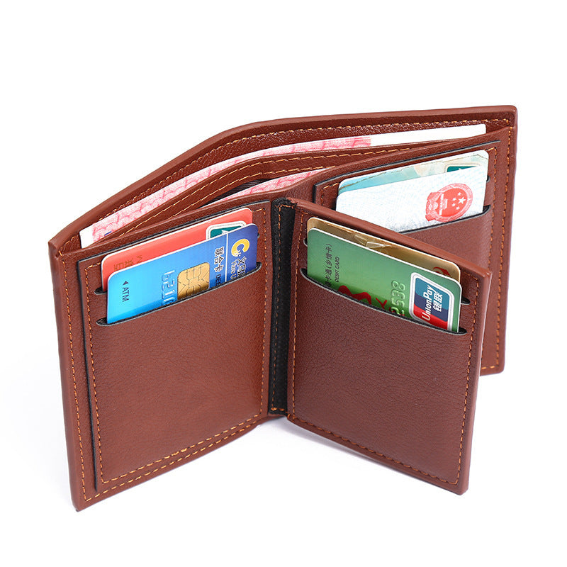 Men's Short PU Leather Wallet Slim Geometric Pattern