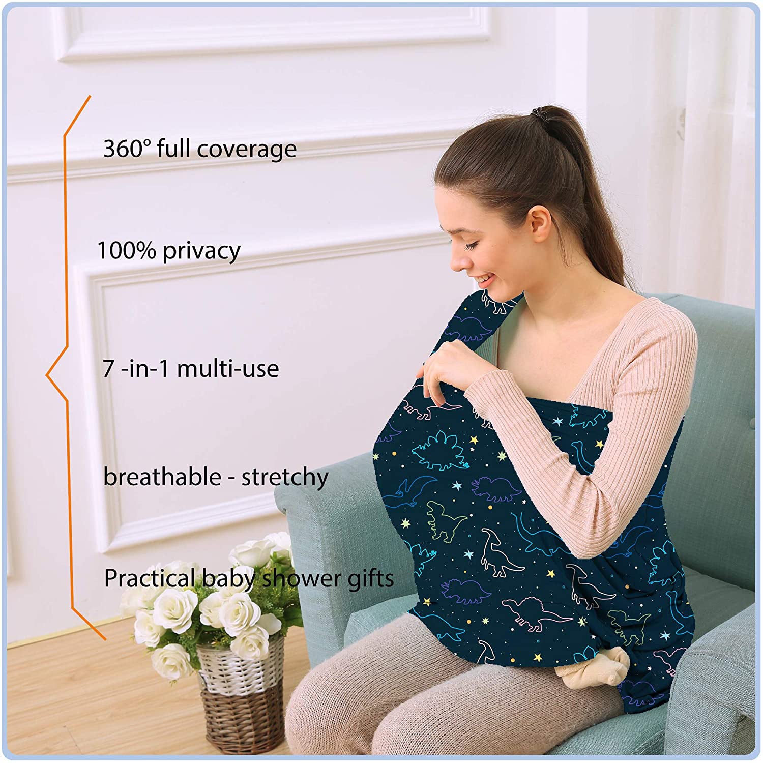 4-in-1 Baby Nursing Cover – Multifunctional Windproof Feeding Towel & Car Seat Visor