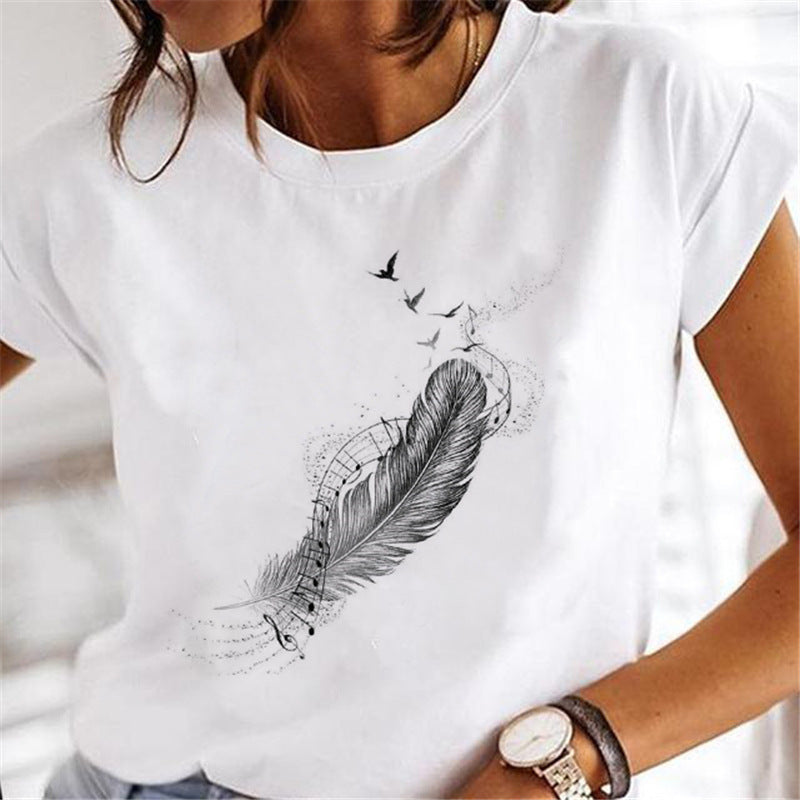 Women's Dandelion Print Milk Silk Pullover Tee