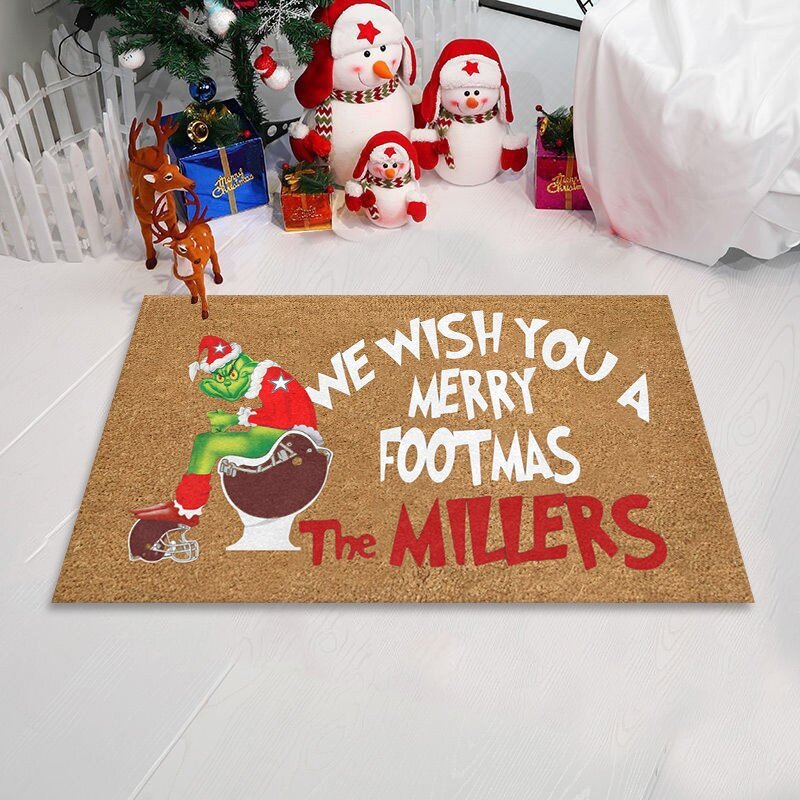 New Cartoon Christmas Letters Doorway Mat Kitchen Water Absorbent Ottoman