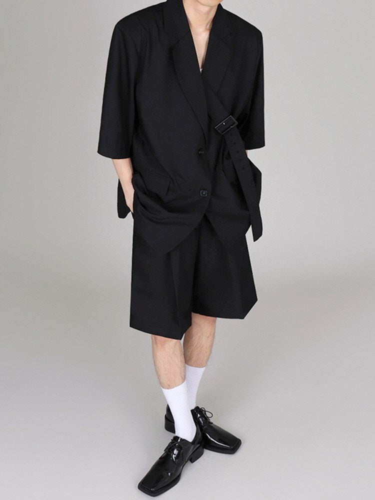 Men's Fashion Casual Short Sleeve Suit Coat Set