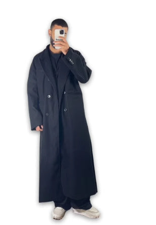 Loose Profile Long Below The Knee Overcoat Coat For Men