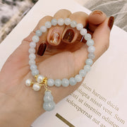 Natural Emerald Jade Ins Special-interest Design Pearl Jade Gourd Bracelet