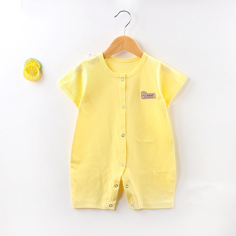 Unisex Baby Hooded Jumpsuit Short Sleeve Cotton Regular Fit