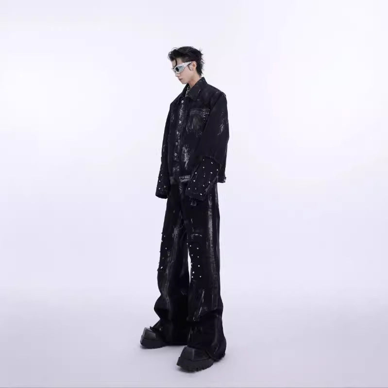 Metal Rivet Design Sense Denim Coat Cover