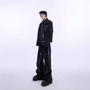 Unisex Korean Style Denim Coat With Metal Rivet Design