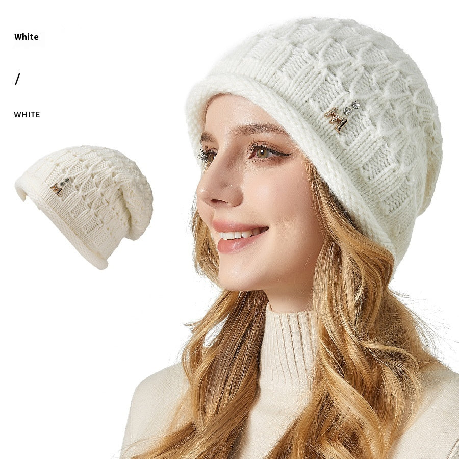 Knitted Hat Double-layer Thickened Rabbit Fur Pile Heap Cap