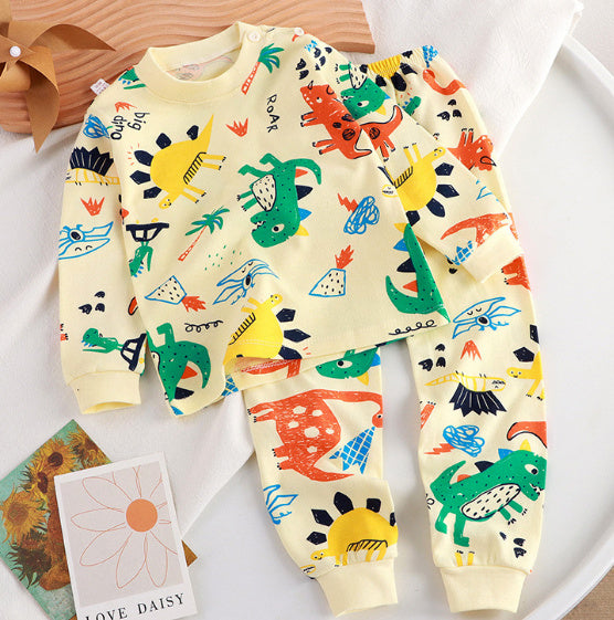 Children's Pure Cotton Cute Printed Autumn Clothes And Pants Set