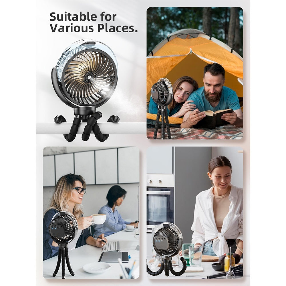 Outdoor Household Camping Comes With Ambience Light Stroller Octopus Spray Fan