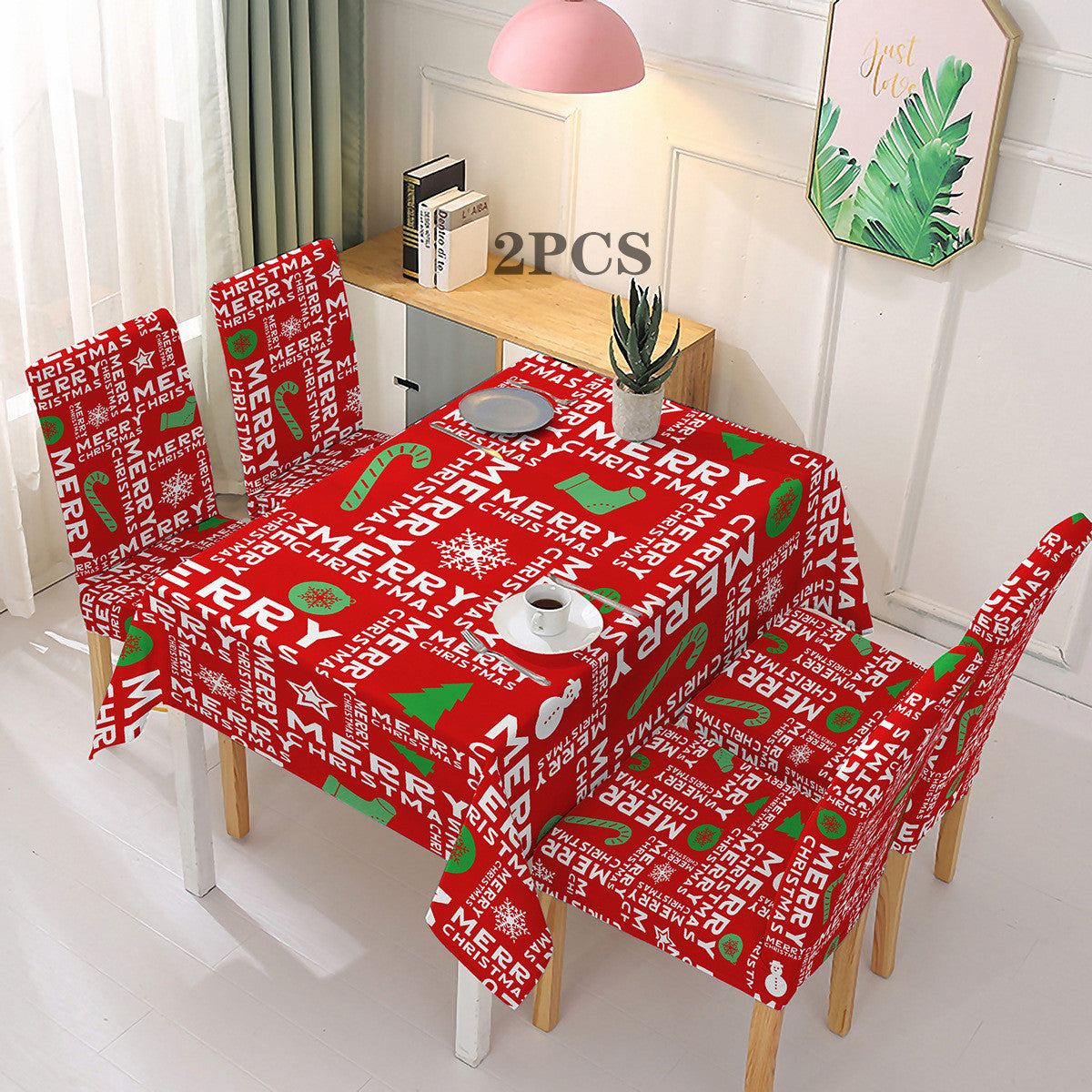Christmas Printed Chair Cover Festive Decoration Elastic One-piece Absorbent Tablecloth